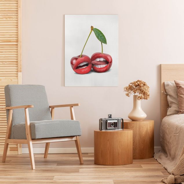 Wandbilder Früchte Kirschlippen