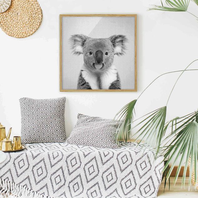 gerahmte Bilder schwarz-weiß Koala Klaus Schwarz Weiß