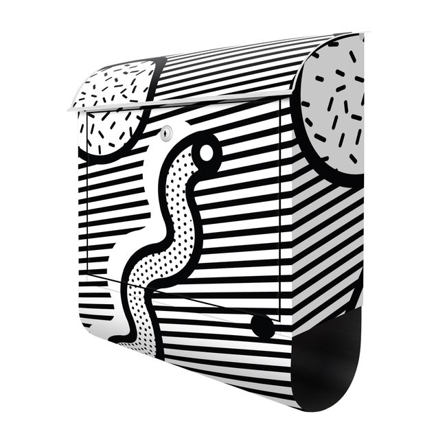 Design Briefkasten Komposition Neo Memphis Schwarz Weiß