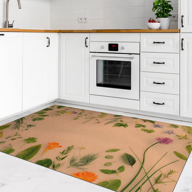 Moderne Teppiche Kräuter und Blüten