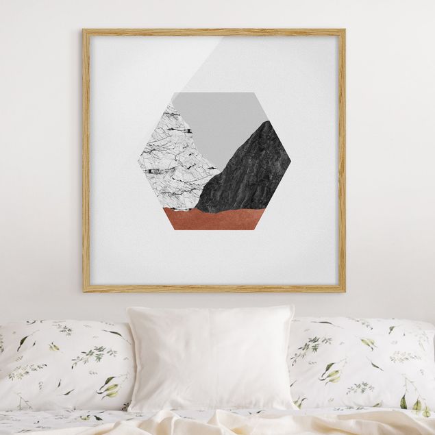 Wandbilder Berge Kupferberge Geometrie im Hexagon