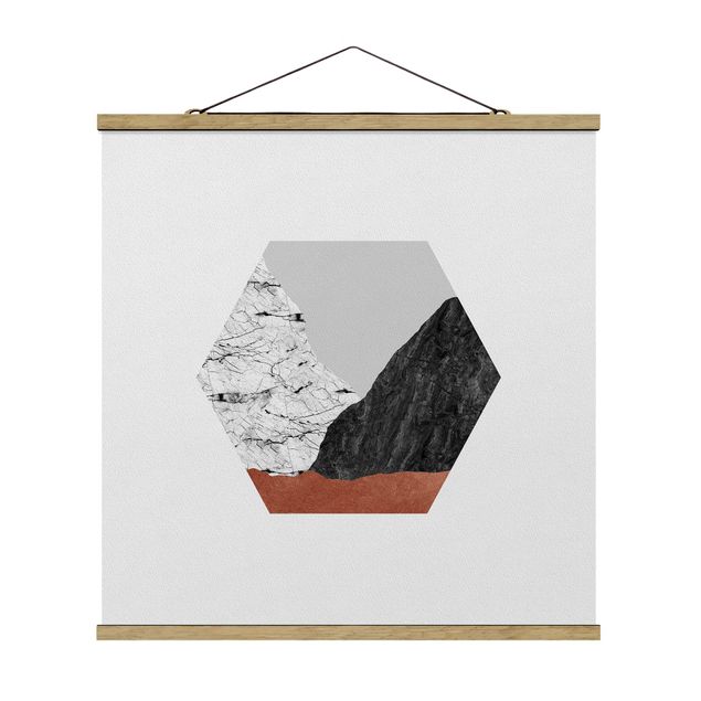 Wandbilder Modern Kupferberge Geometrie im Hexagon