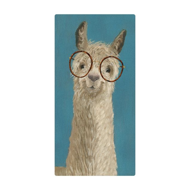 Kork-Teppich - Lama mit Brille I - Hochformat 1:2