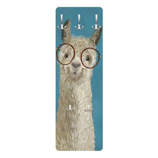 Wandgarderobe blau Lama mit Brille I