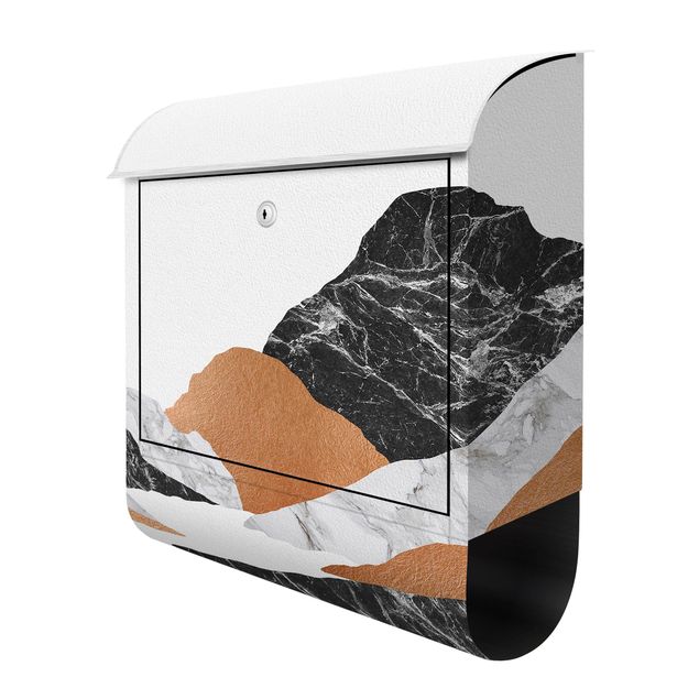 Design Briefkasten Landschaft in Marmor und Kupfer II