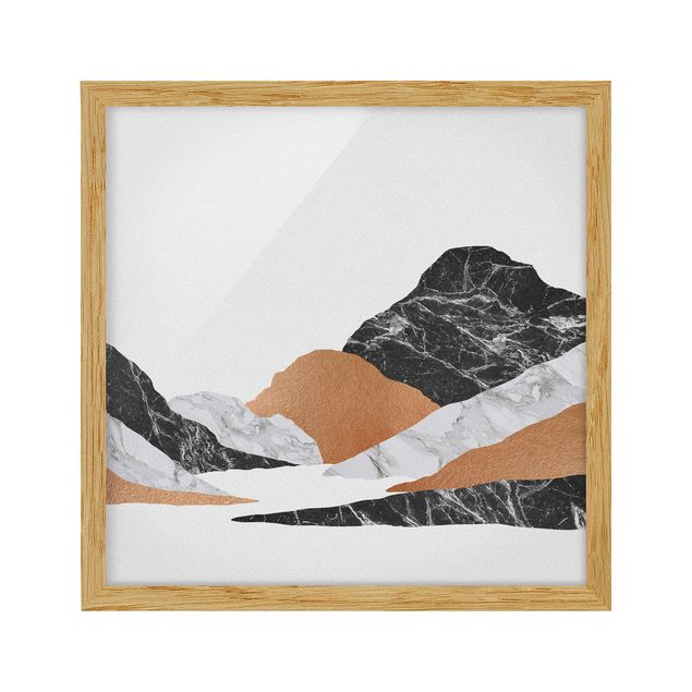 Landschaftsbilder mit Rahmen Landschaft in Marmor und Kupfer II