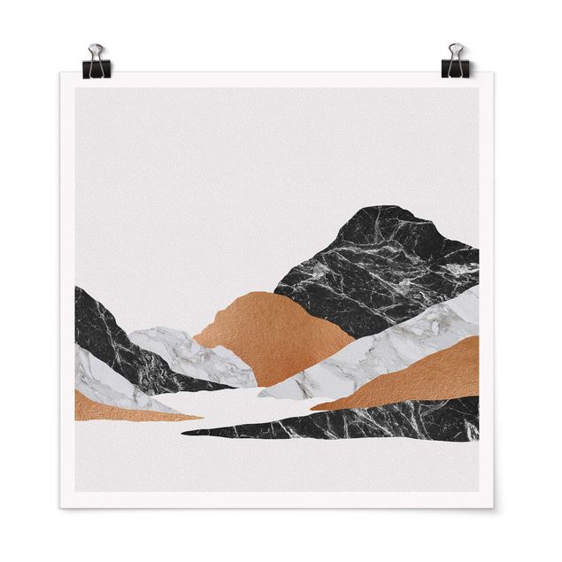 Kunstdrucke Poster Landschaft in Marmor und Kupfer II