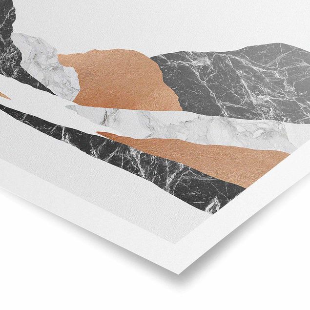 Poster abstrakt Landschaft in Marmor und Kupfer II