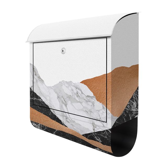Design Briefkasten Landschaft in Marmor und Kupfer