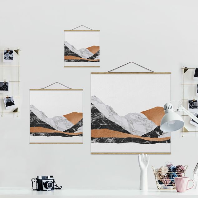 Wandbilder Abstrakt Landschaft in Marmor und Kupfer