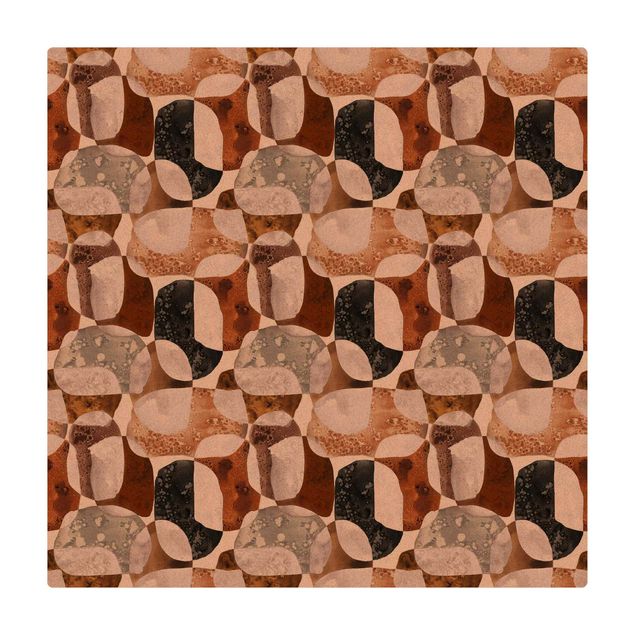 Kork-Teppich - Lebende Steine Muster in Braun - Quadrat 1:1
