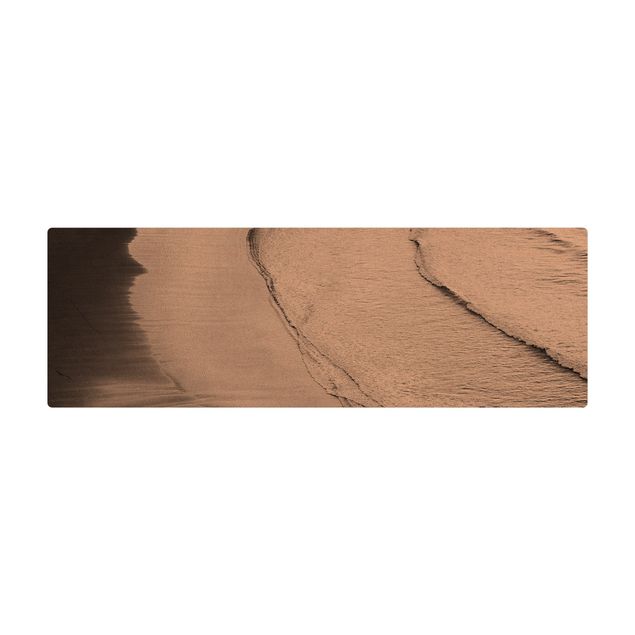 Teppich klein Leichter Wellengang am Strand Schwarz Weiß