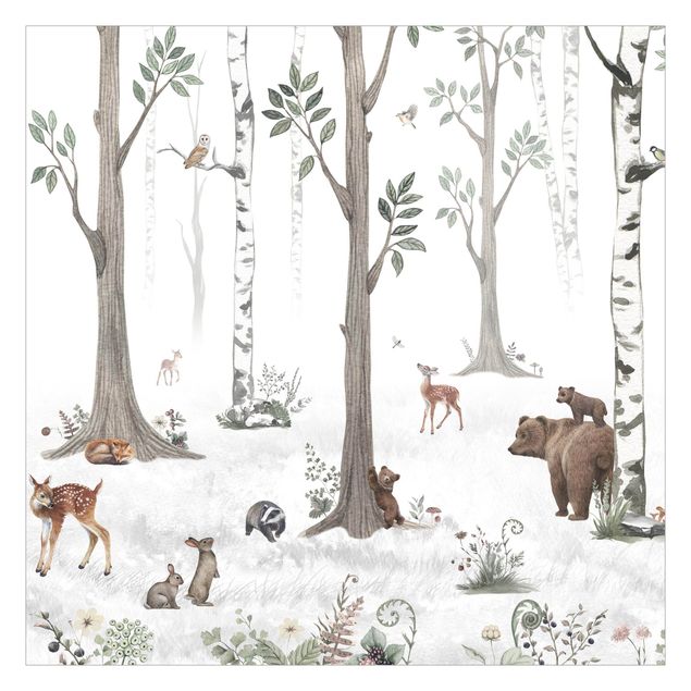 Kikki Belle Leiser weißer Wald mit Tieren
