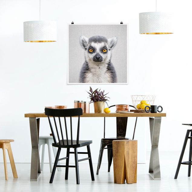 Poster schwarz-weiß Fotografie Lemur Ludwig