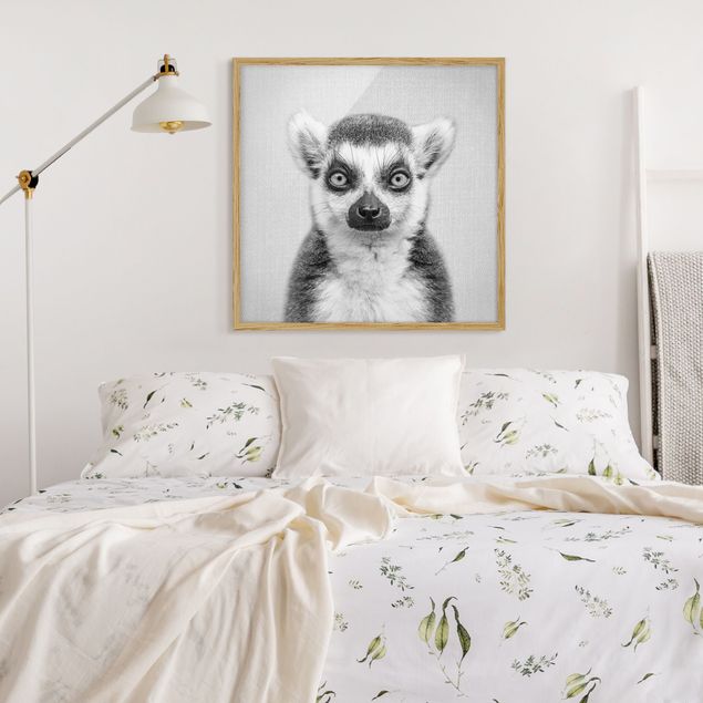 schwarz-weiß Bilder mit Rahmen Lemur Ludwig Schwarz Weiß