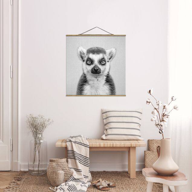 Babyzimmer Deko Lemur Ludwig Schwarz Weiß