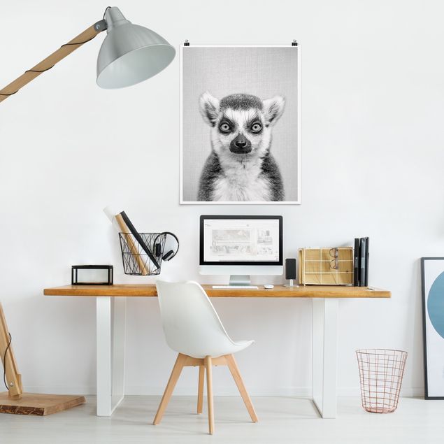 Poster schwarz-weiß Lemur Ludwig Schwarz Weiß