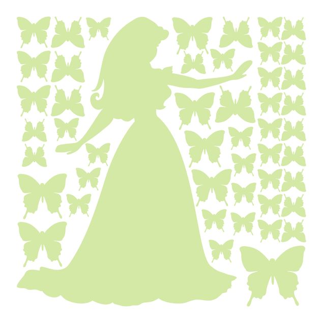 Prinzessin Wandtattoo Leucht-Wandtattoo-Set Schmetterlingsprinzessin