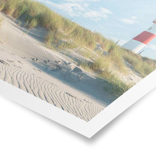 Poster Strand Leuchtturm an der Nordsee