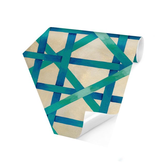 Hexagon Tapete Lichtspielband Blau