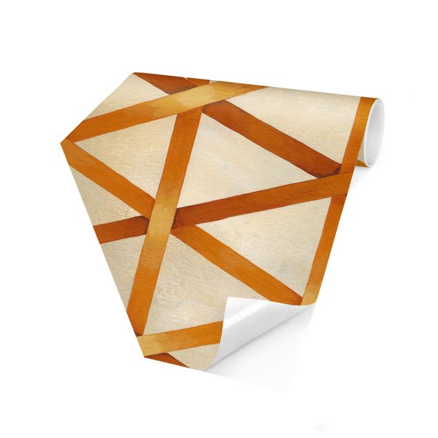 Hexagon Tapete Lichtspielband Orange