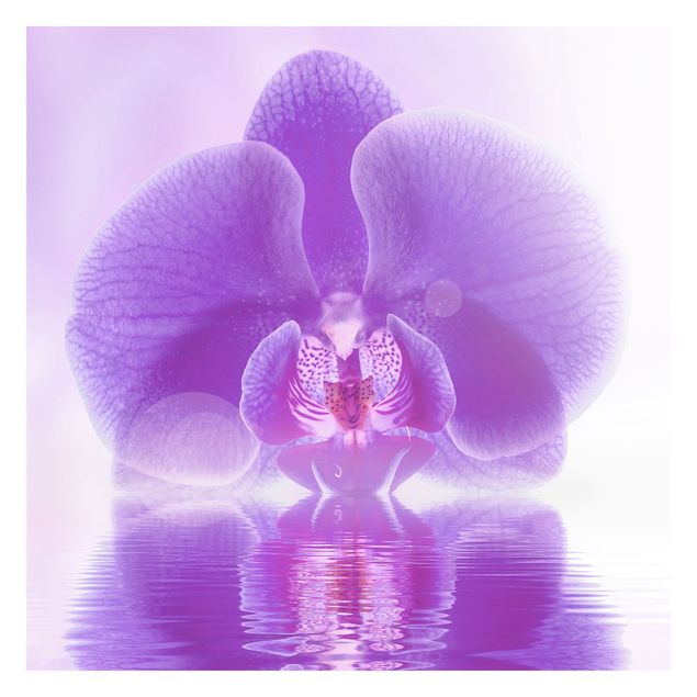 Fototapete - Lila Orchidee auf Wasser