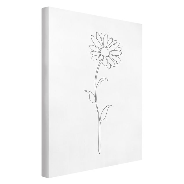 Leinwandbild - Line Art Blumen - Margerite - Hochformat 2:3