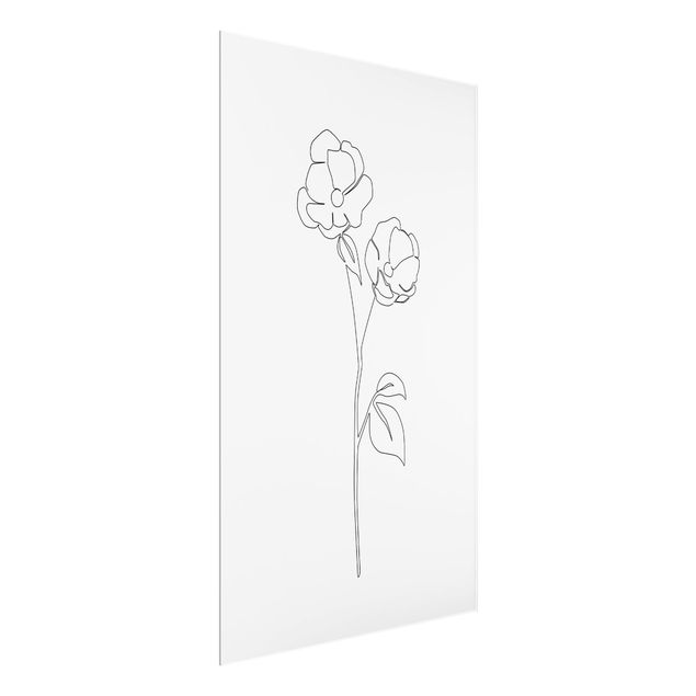 Wandbilder Portrait Line Art Blumen - Mohnblüte