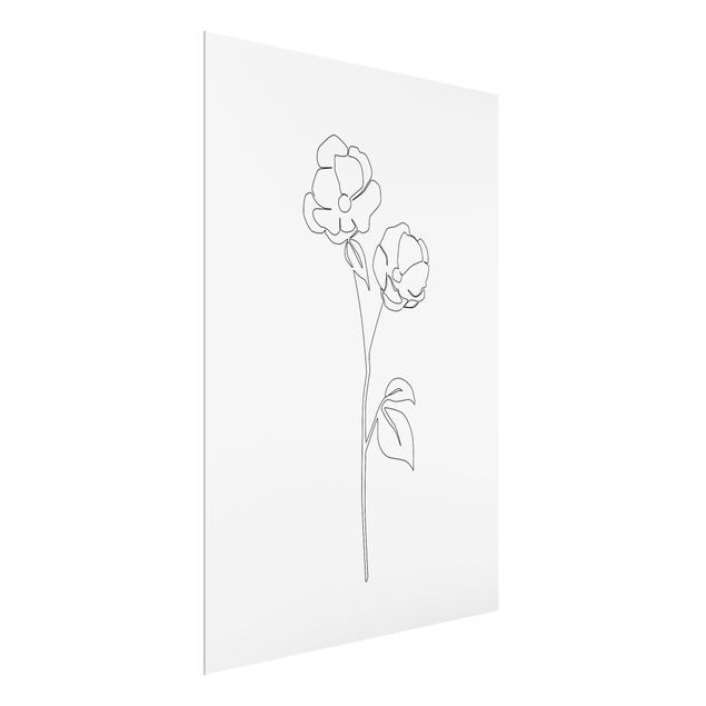 Wandbilder Portrait Line Art Blumen - Mohnblüte