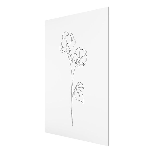 Wandbilder Schwarz-Weiß Line Art Blumen - Mohnblüte