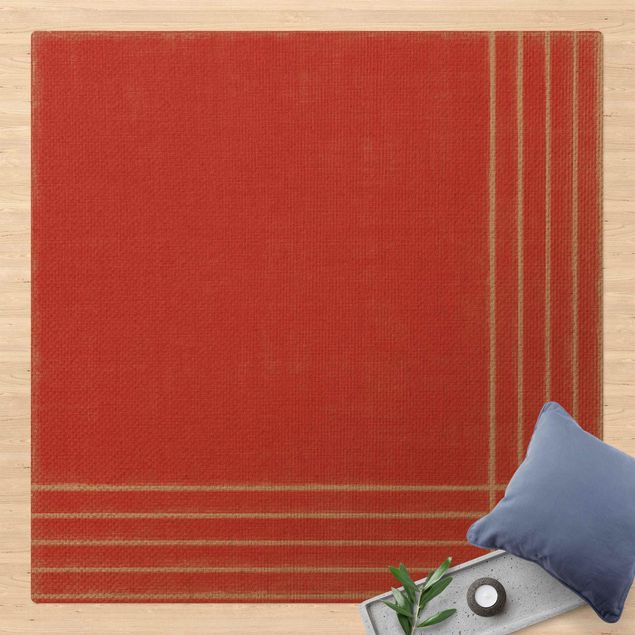Moderner Teppich Linien Treffen auf Rot