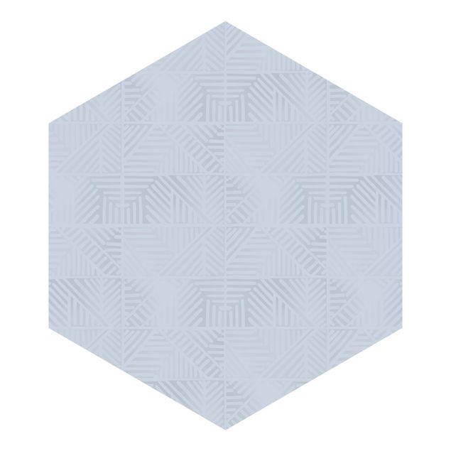 Hexagon Mustertapete selbstklebend - Linienmuster Stempel in Blau