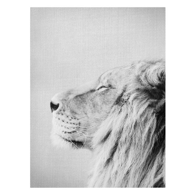 schwarz-weiß Bilder auf Leinwand Löwe Leopold Schwarz Weiß