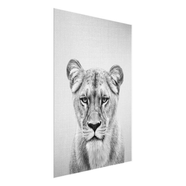 Glasbilder Tiere Löwin Lisa Schwarz Weiß