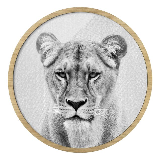 Tierbilder mit Rahmen Löwin Lisa Schwarz Weiß