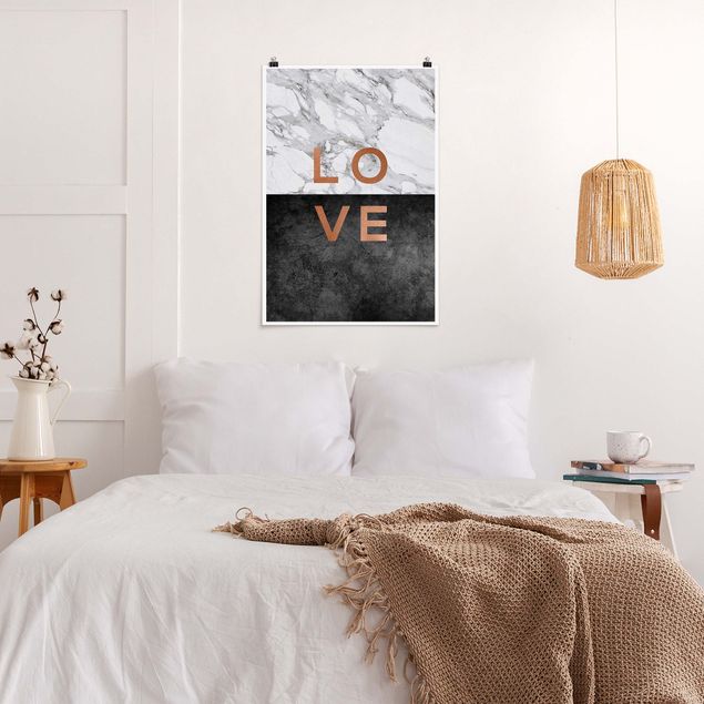 Kunstdrucke Poster Love Kupfer und Marmor