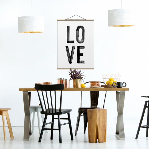 Wandbilder Modern Love Typo in Schwarz