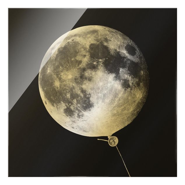 Wandbilder Schwarz Luftballon mit Mond