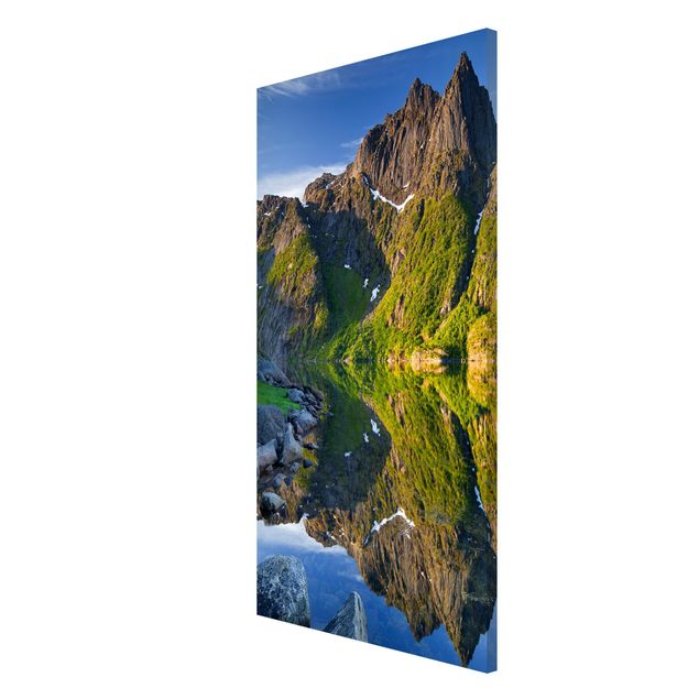 Wandbilder Landschaften Berglandschaft mit Wasserspiegelung in Norwegen