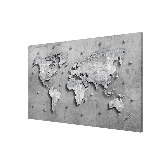 Magnettafeln Steinoptik Beton Weltkarte