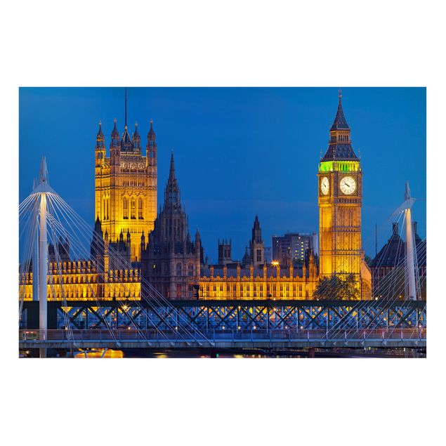 Wandbilder London Big Ben und Westminster Palace in London bei Nacht