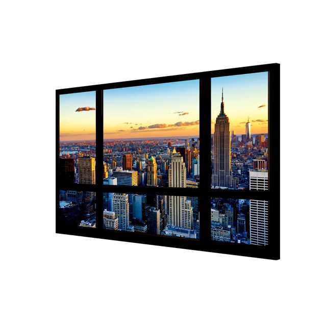 Wandbilder 3D Fensterausblick - Sonnenaufgang New York
