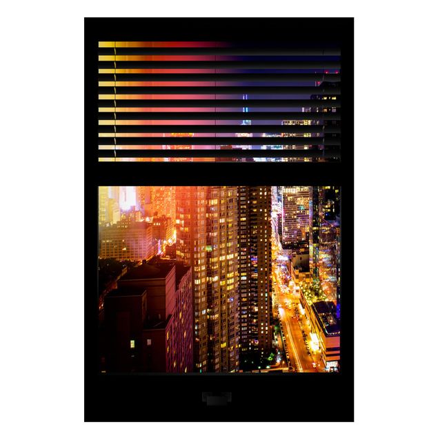 Wandbilder New York Fensterblick Jalousie - Manhattan bei Nacht