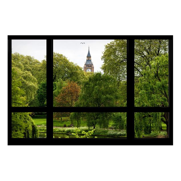 Wandbilder London Fensterblick über St. James Park auf Big Ben