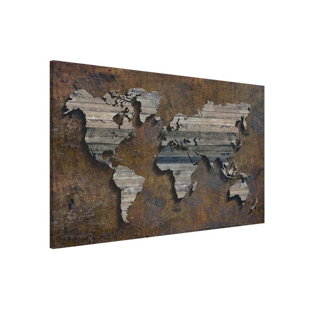 Küchen Deko Holz Rost Weltkarte