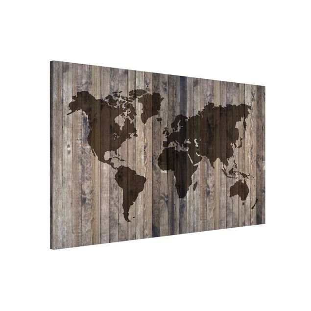 Wanddeko Küche Holz Weltkarte