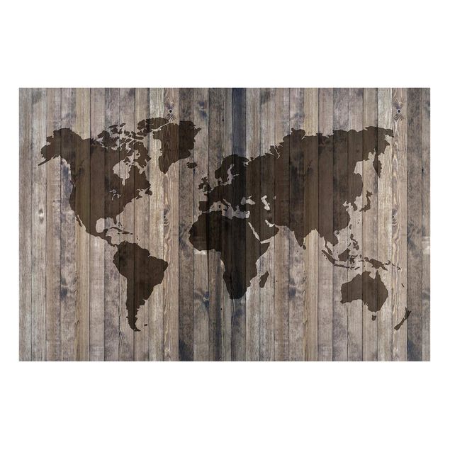 Weltkarte Magnettafel Holz Weltkarte