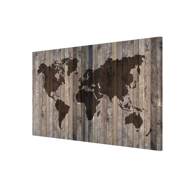Magnettafel Holz Holz Weltkarte
