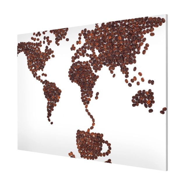 Weltkarte Magnettafel Kaffee um die Welt