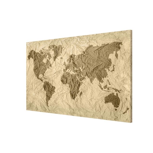 Wandbilder Weltkarten Papier Weltkarte Beige Braun